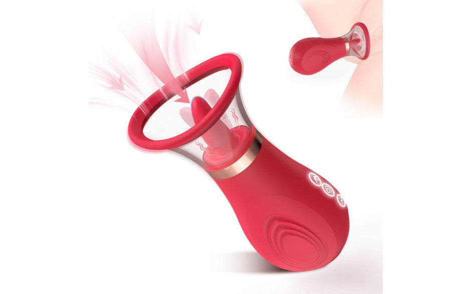 S-Hande Sybil 3-in-1 Sucking Licking Tickling Stimulator - Red - Clit Ticklers and Pulsators