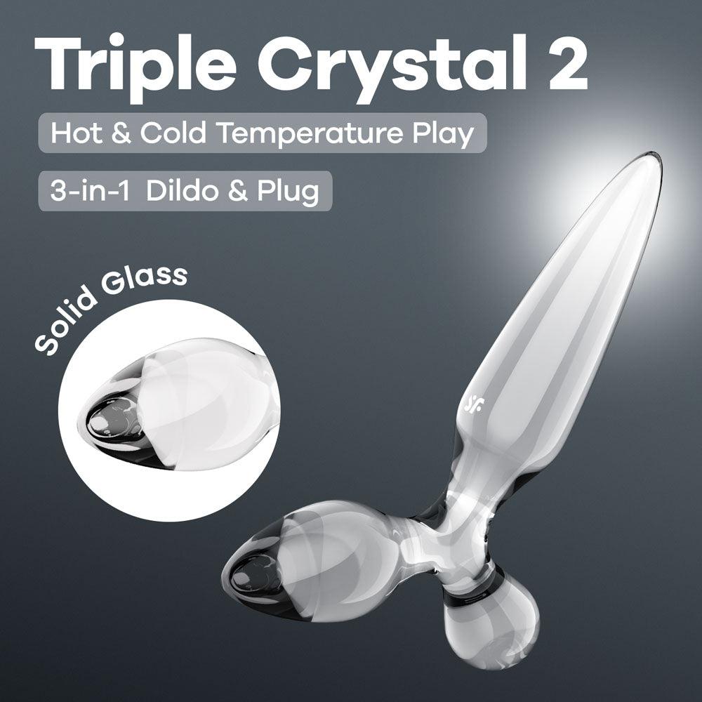Satisfyer Triple Crystal 2 Glass 3-in-1 Anal Plug - - Butt Plugs