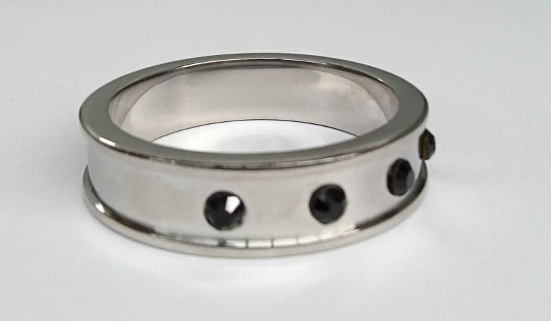 Deep Shallow Steel Cock Ring with Onyx Gem - - Cock Rings