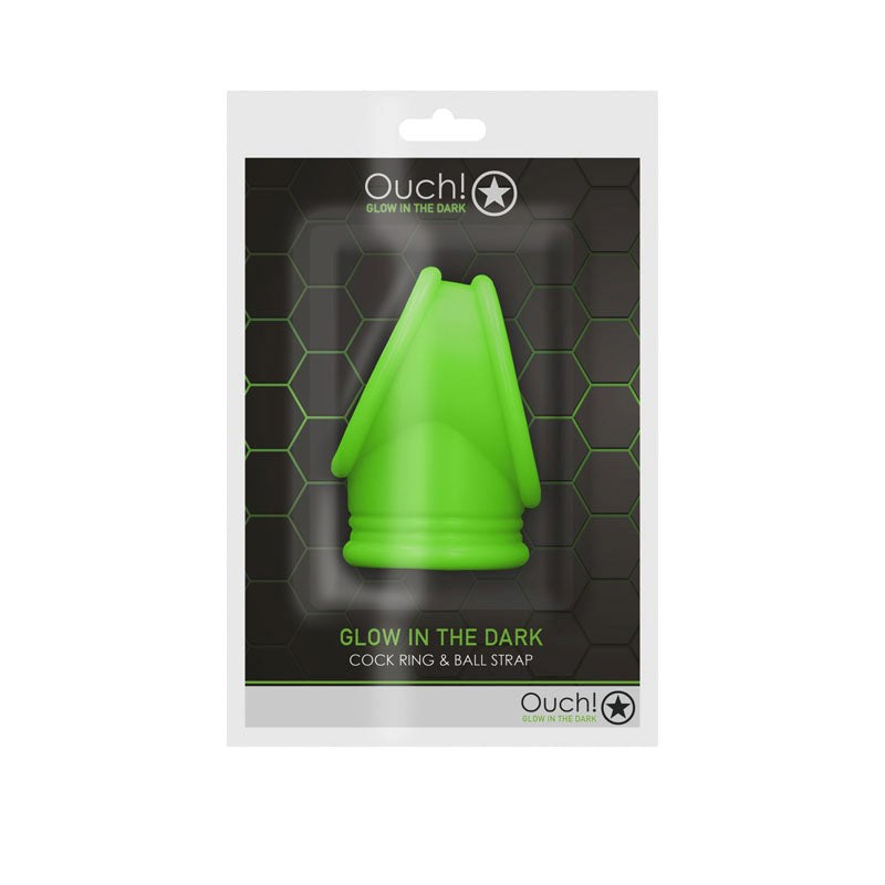 OUCH! Glow In Dark Cock Ring & Ball Strap - - Cock Rings
