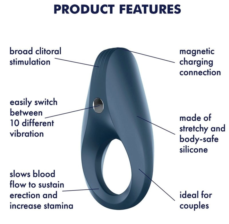 Satisfyer Rocket 10 Functions Flexible Mens Cock Ring - - Vibrating Cock Rings