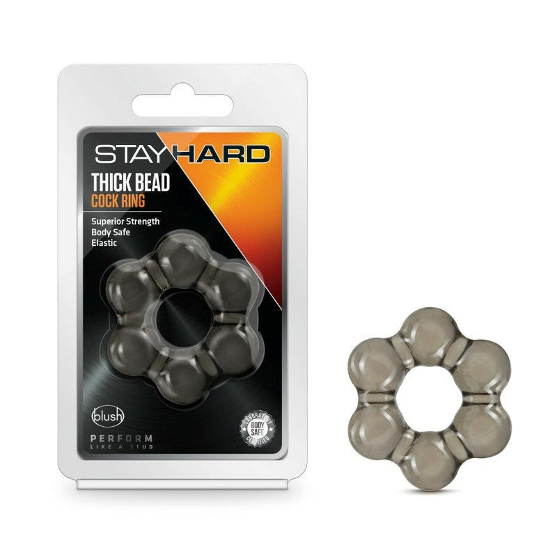 Stay Hard Thick Bead Cock Ring Black - - Cock Rings