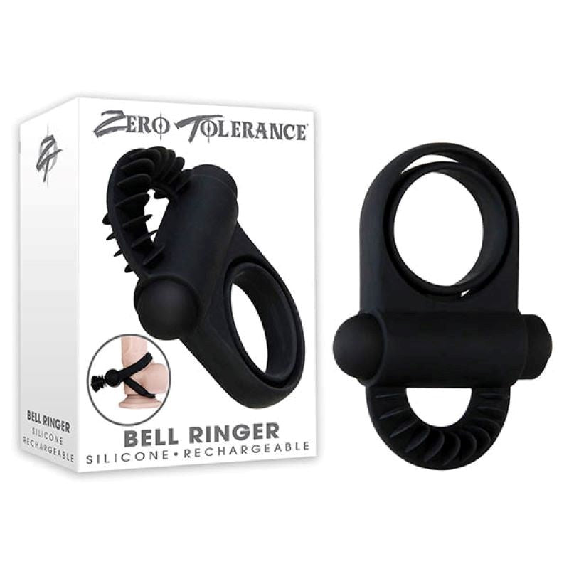 Zero Tolerance Bell Ringer Vibrating Cock Ring Black - - Vibrating Cock Rings
