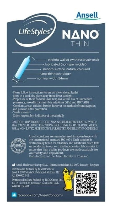 Ansell Lifestyles Nano Thins 10 Pack Get Harder Now - - Condoms