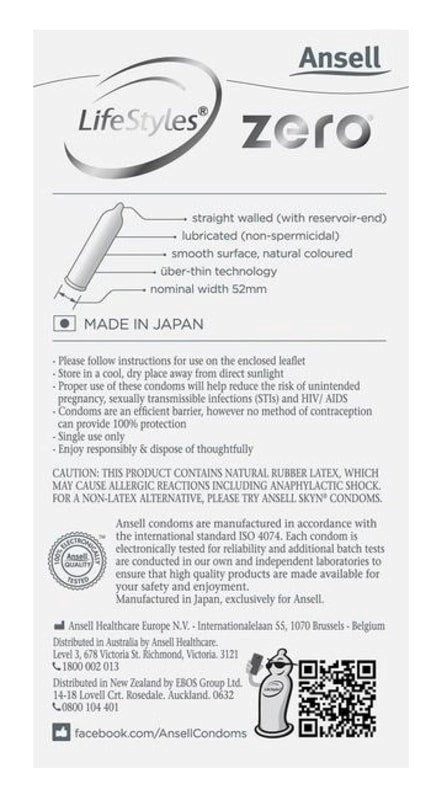 Ansell Zero Uber Thin Condoms Try It Tonight - - Condoms