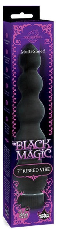 Black Magic 7 inch Ribbed Vibrator Get More Naughty Fun - - Anal Vibrators
