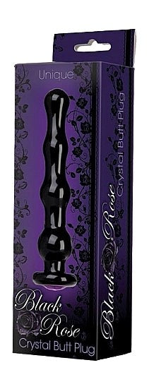 Doc Johnson Unique Black Rose Crystal Butt Plug - - Anal Dildos