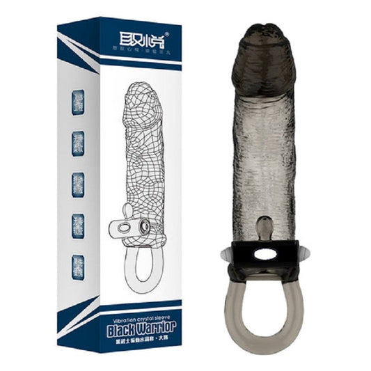 Black Warrior Uncut Vibrating Penis Sleeve - - Pumps, Extenders and Sleeves