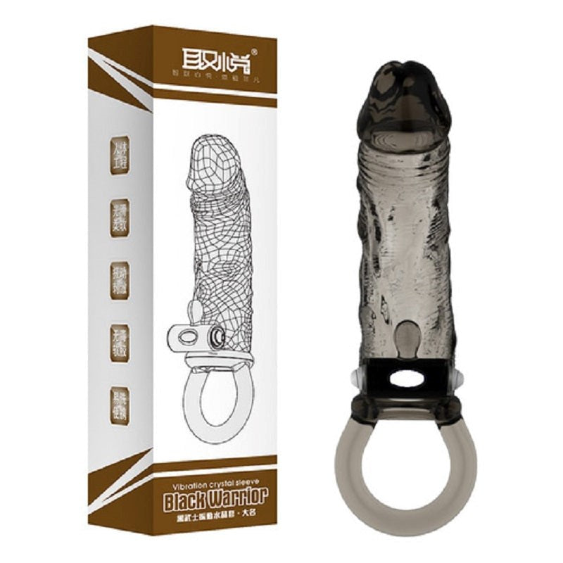 Black Warrior Veiny Vibrating Penis Sleeve - - Pumps, Extenders and Sleeves