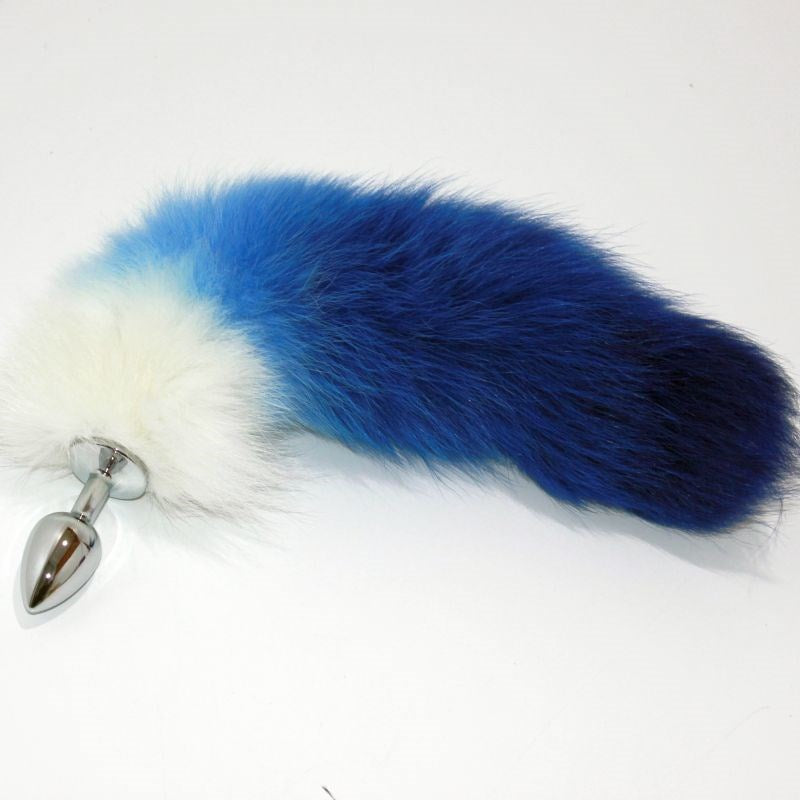 Colorful Faux Fox Tail Silver Butt Plug - - Butt Plugs