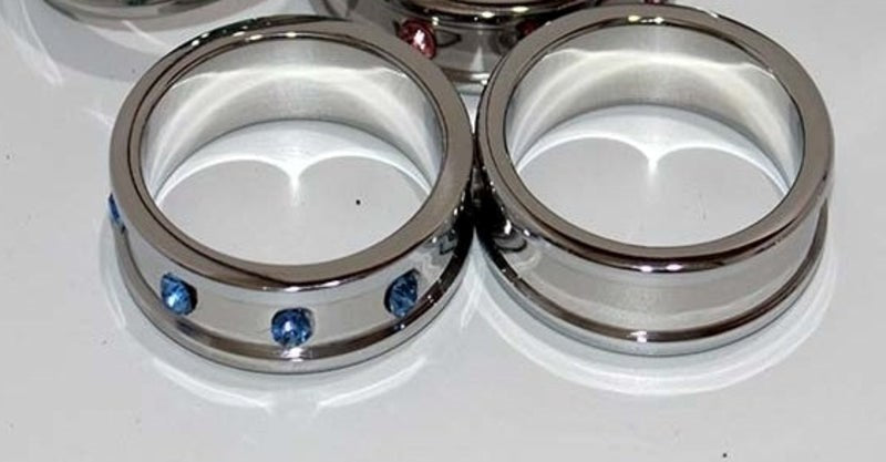 Deep Shallow Aqua Gemmed Cock Ring 40mm Try It Tonight - - Cock Rings