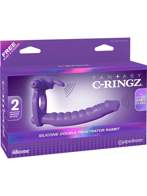 Fantasy C-Ringz Silicone Double Penetrator Rabbit Cock Ring - - Vibrating Cock Rings