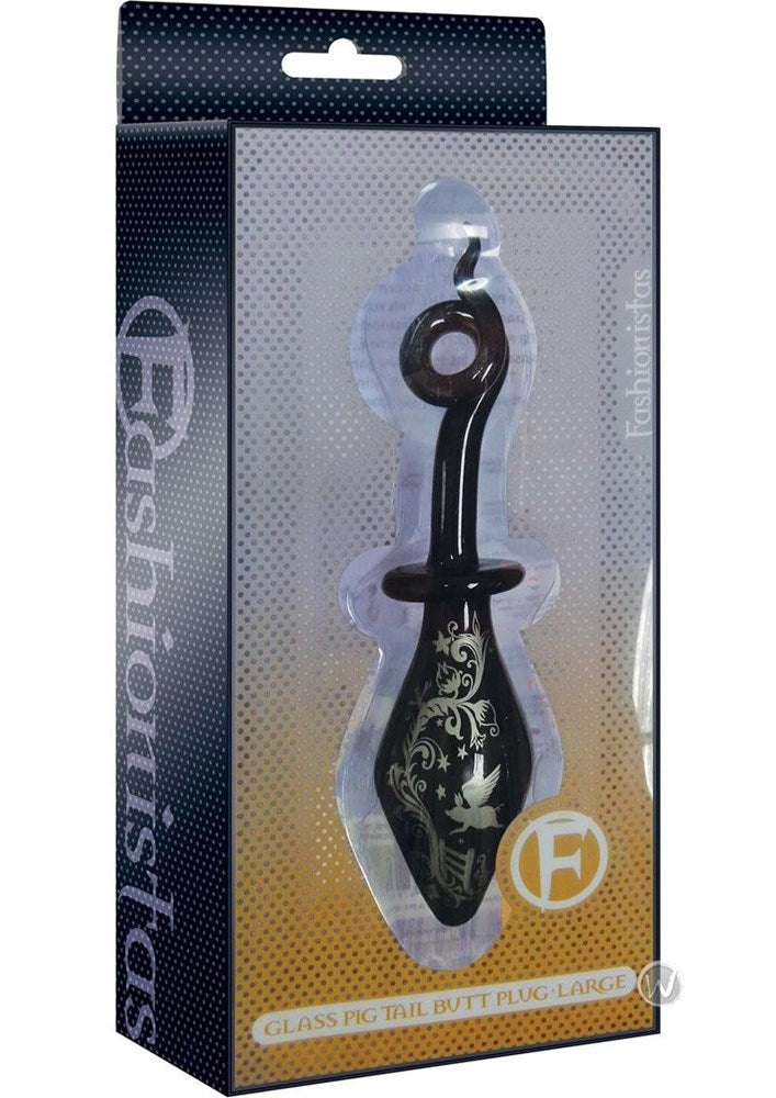 Fashionistas Pig Tail Glass Butt Plug Large - - Butt Plugs