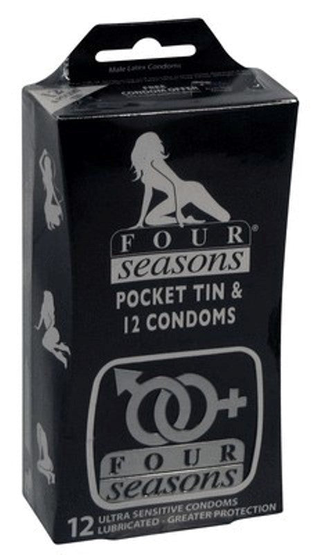 Four Seasons 12s Regular Condoms in Black Collectors Tin - - Condoms