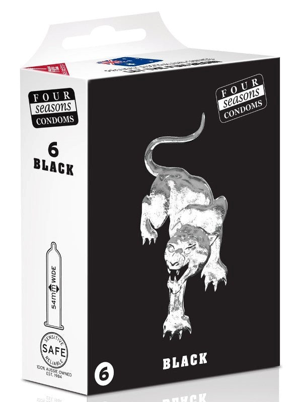 Four Seasons Black 6 pack Australian Cock Rings - - Condoms