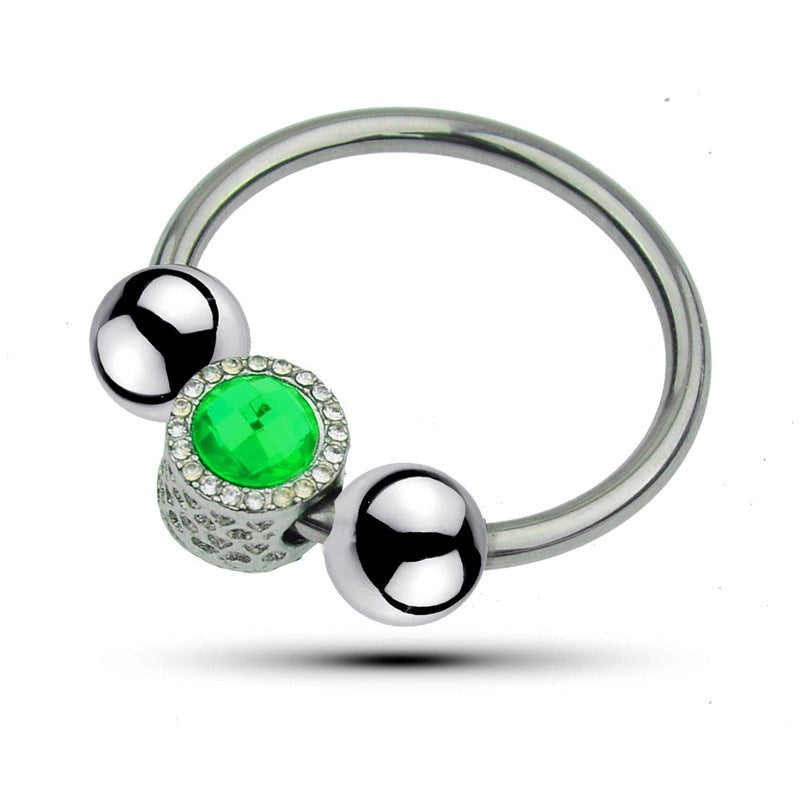 BDStyle Harry Guy Glans Ring With Green Gem Premium Cock Gear Steel Design - XL - Cock Rings