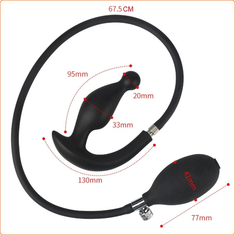 BDStyle Inflatable Dildo Prostate Butt Plug Manual Pump Control - - Butt Plugs