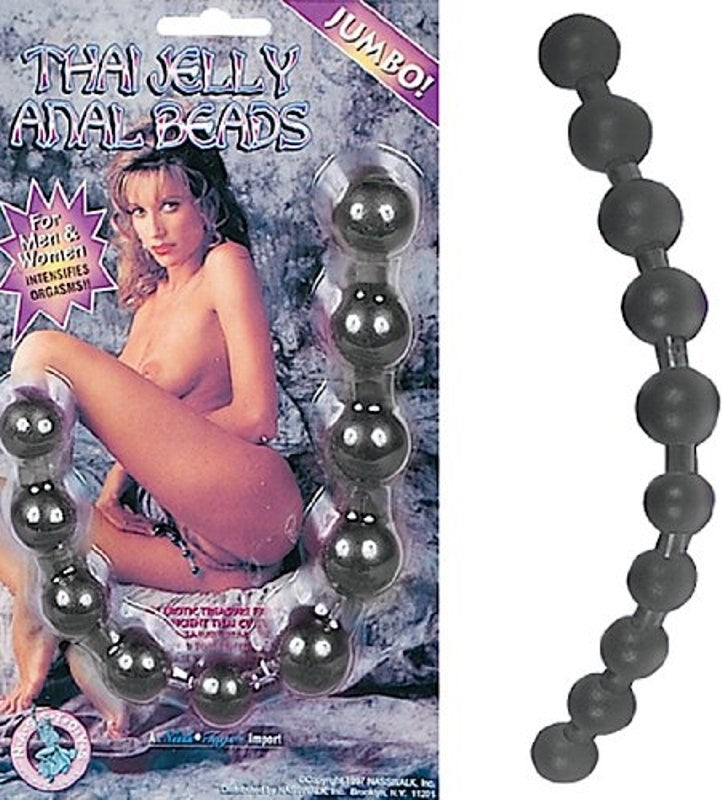 Jumbo Jelly Thai Beads Black - - Butt Plugs