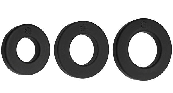 Kink Endure Silicone C-Ring Set Black - - Stretchy Cock Rings