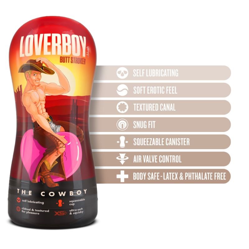 Loverboy The Cowboy - Flesh Stroker Push And Play CRings - - Masturbators and Strokers