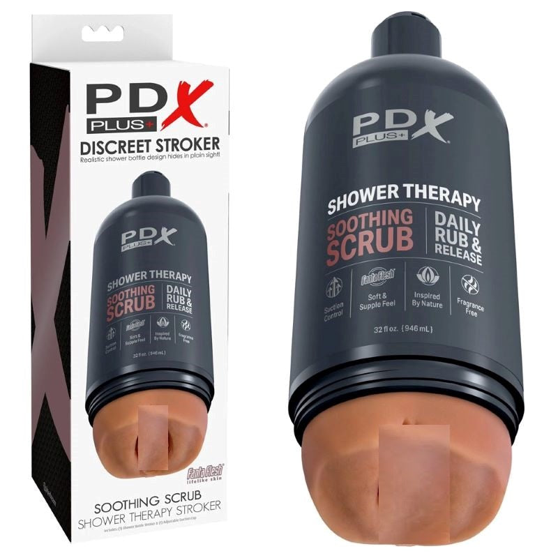 PDX Plus Shower Therapy Soothing Scrub Realistic Stroker - - Realistic Butts And Vaginas
