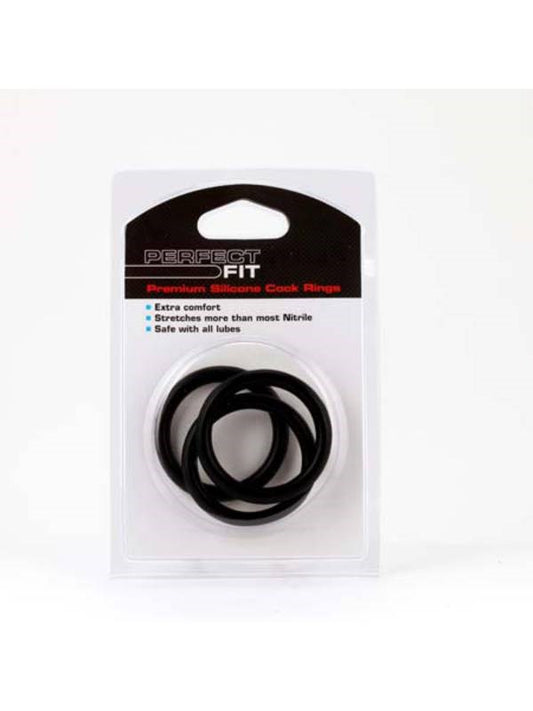 Perfect Fit Silicone 3 Ring Kit Cock Ring Shop - XL - Cock Rings