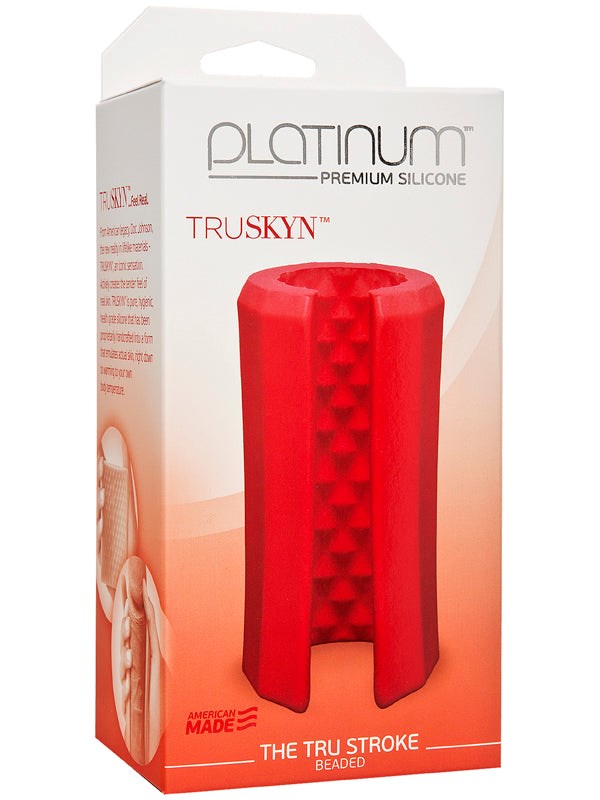Doc Johnson Platinum The Tru Stroke Beaded Masturbator Red - - Masturbators and Strokers