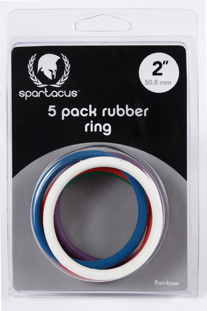 Rainbow Rubber Stretchy Cock Ring 5 Pack - - Cock Rings