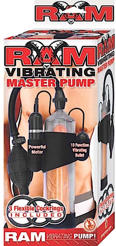 Ram Vibrating Master Mens Penis Pump Clear - - Pumps, Extenders and Sleeves