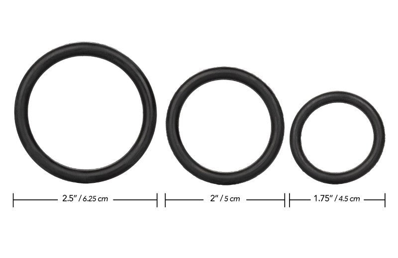 CalExotics 3 Piece Stretchy Rubber Cock Ring Set - - Stretchy Cock Rings