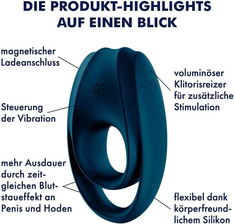 Satisfyer Incredible Duo Ring Deep Blue CRing for Every Man - - Vibrating Cock Rings