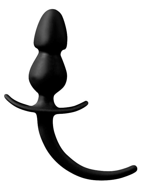 Shove Up 4" Black Silicone Butt Plug with Tail - - Butt Plugs