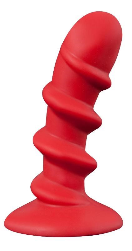 Shove Up 5" Silicone Butt Plug with Suction Cup Red - - Butt Plugs