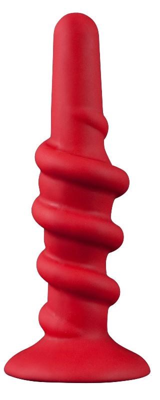 Shove Up 6" Silicone Dong With Suction Cup Red - - Butt Plugs