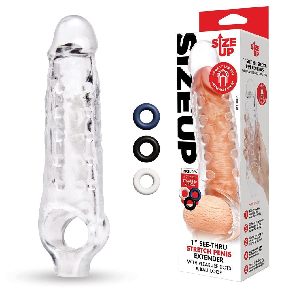 Size Up Discreet 1 Inch Penis Enlargement Sleeve - - Pumps, Extenders and Sleeves
