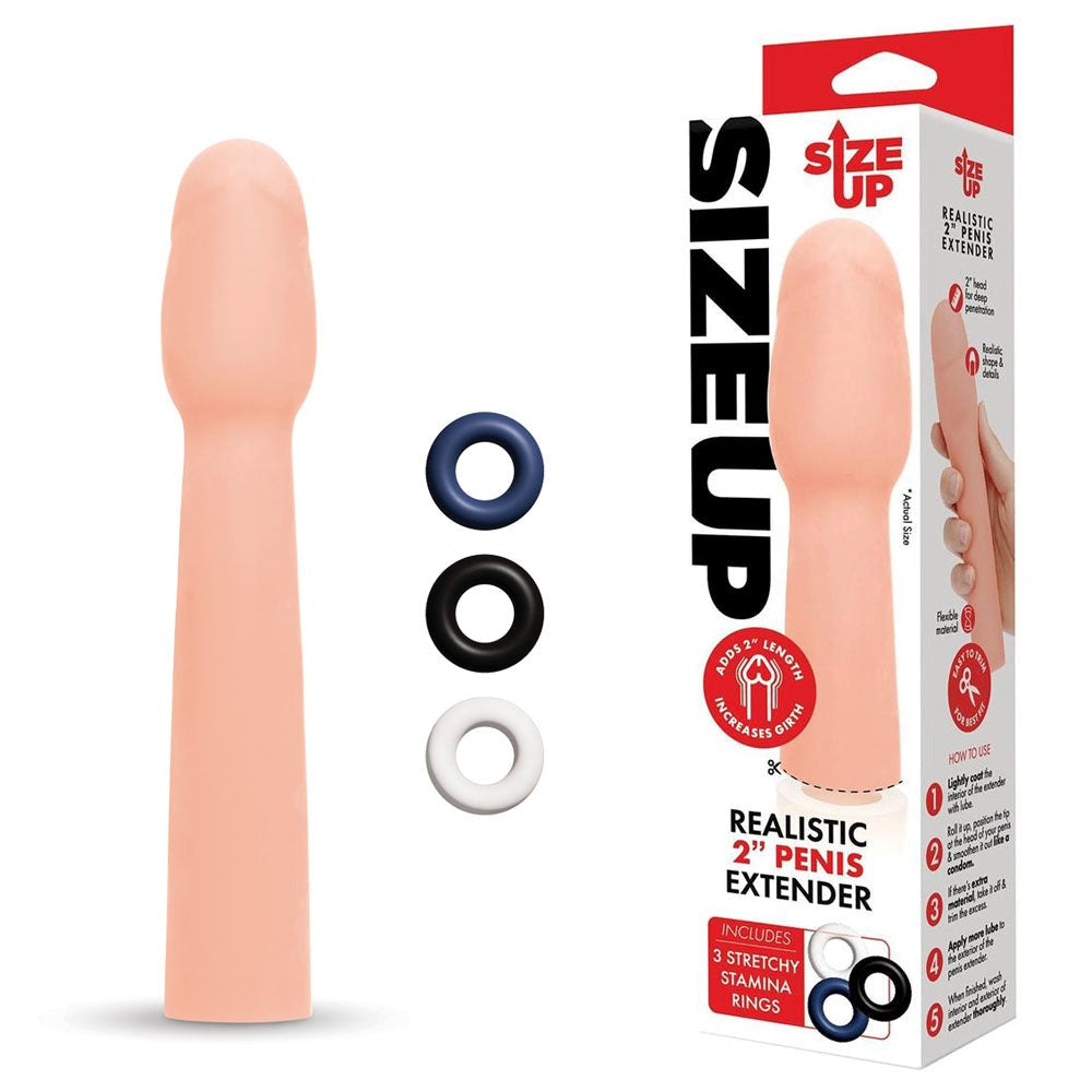 Size Up Realistic 2" Penis Extender - Enhance Your Intimate Experiences - - Pumps, Extenders and Sleeves