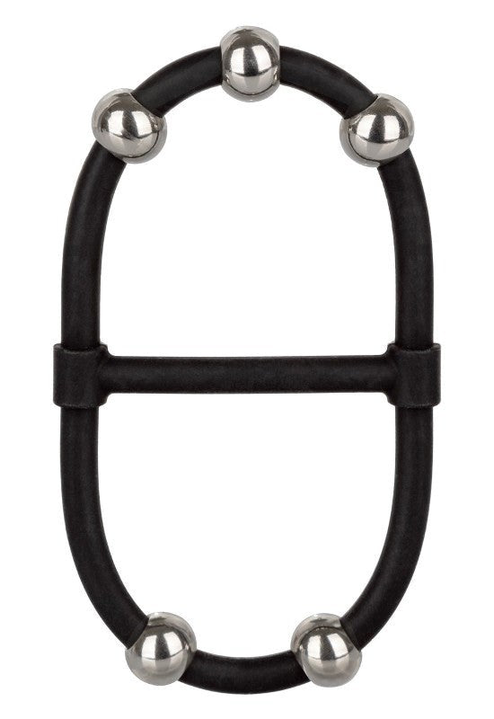 CalExotics Steel Beaded Dual Silicone Maximizer Cock Ring - - Stretchy Cock Rings