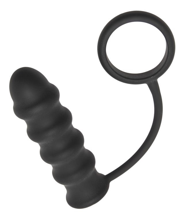 Rippler Vibrating Silicone Anal Plug with Cock Ring - Intense Erection Enhancement - - Cock Rings