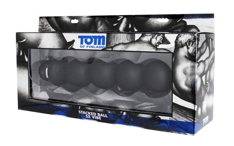 Tom of Finland Stacked Ball 5X Vibe Anal Beads with Powerful Vibration - - Anal Vibrators
