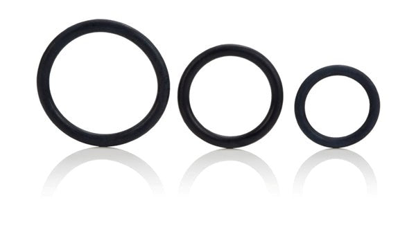 CalExotics 3 PIece Stretchy Mens Tri-Rings Black - - Stretchy Cock Rings