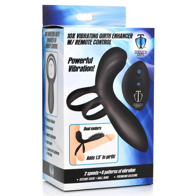 XR Brands Trinity - Dual-Motor Silicone Vibrating Girth Enhancer - - Pumps, Extenders and Sleeves