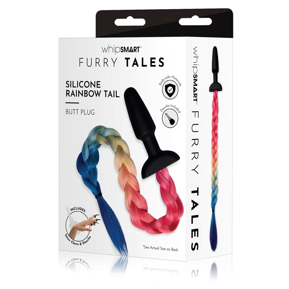 WhipSmart Furry Tales Silicone Rainbow Tail Butt Plug - - Butt Plugs