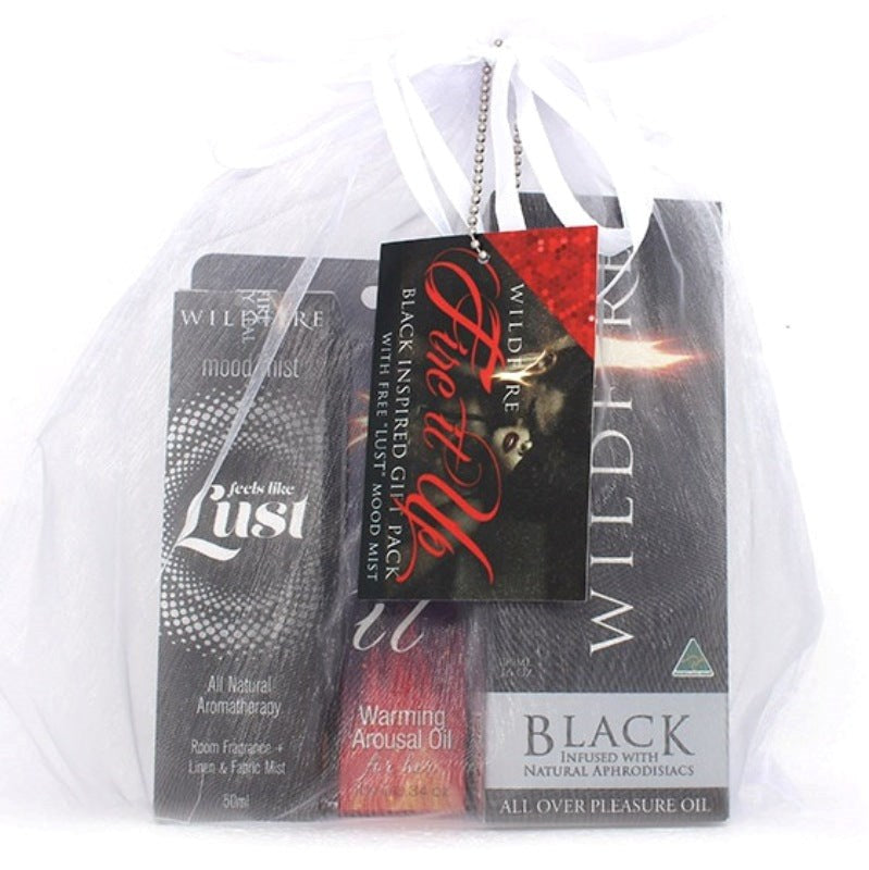 Wildfire Fire it Up Black Adult Massage OIls Gift Pack - - Delay and Excite Sprays