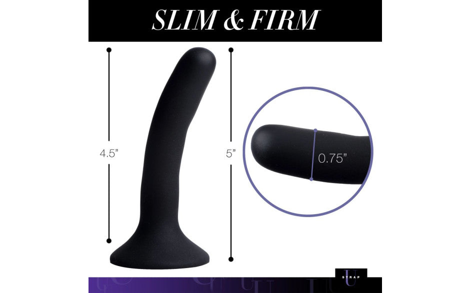 XR Brands Strap-U Black Silicone Strap-On Dildo Small - - Non-Realistic Dildos