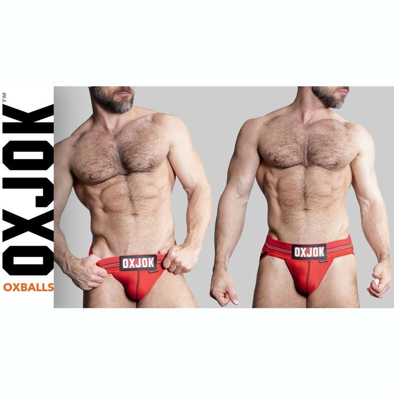 OxBalls Slingjock Upthrust Slider Strap Jock Red Hot with Dynamic Movement - Small - Jocks and G-Strings