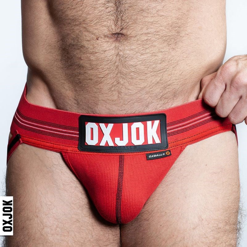 OxBalls Slingjock Upthrust Slider Strap Jock Red Hot with Dynamic Movement - - Jocks and G-Strings