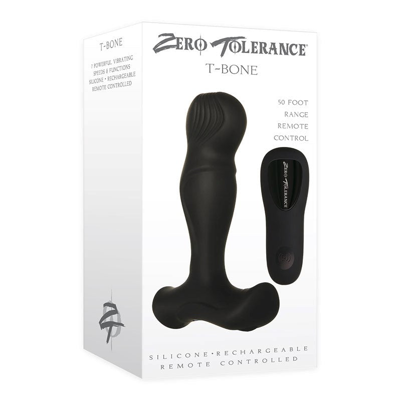 Zero Tolerance T Bone Vibrating Prostate Massager Black Remote Control - - Prostate Toys