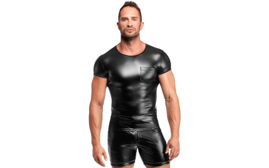 Noir Handmade Elastic Powerwetlook Vexen Tee Black - - Mens Briefs And Boxers