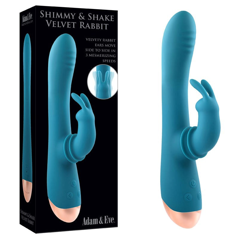Adam & Eve Shimmy & Shake Velvet Rabbit Dual Motor Rabbit - - Rabbit Vibrators