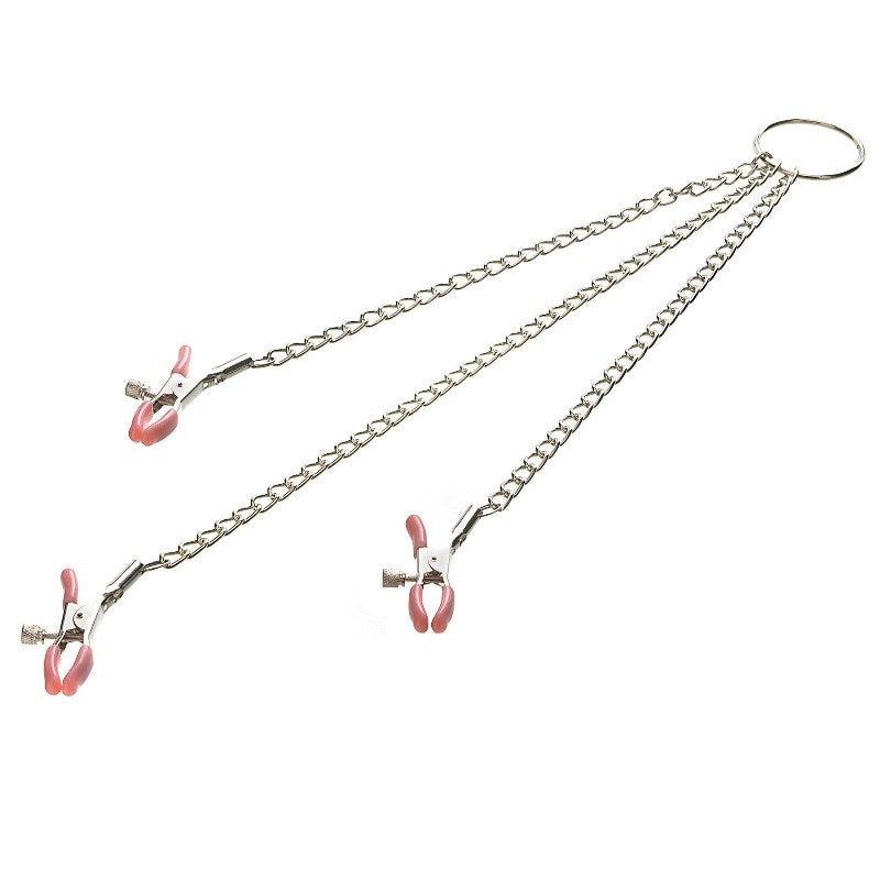 Adam & Eve Chain Me Up Kink Clamps with Adjustable - - Nipple and Clit Clamps